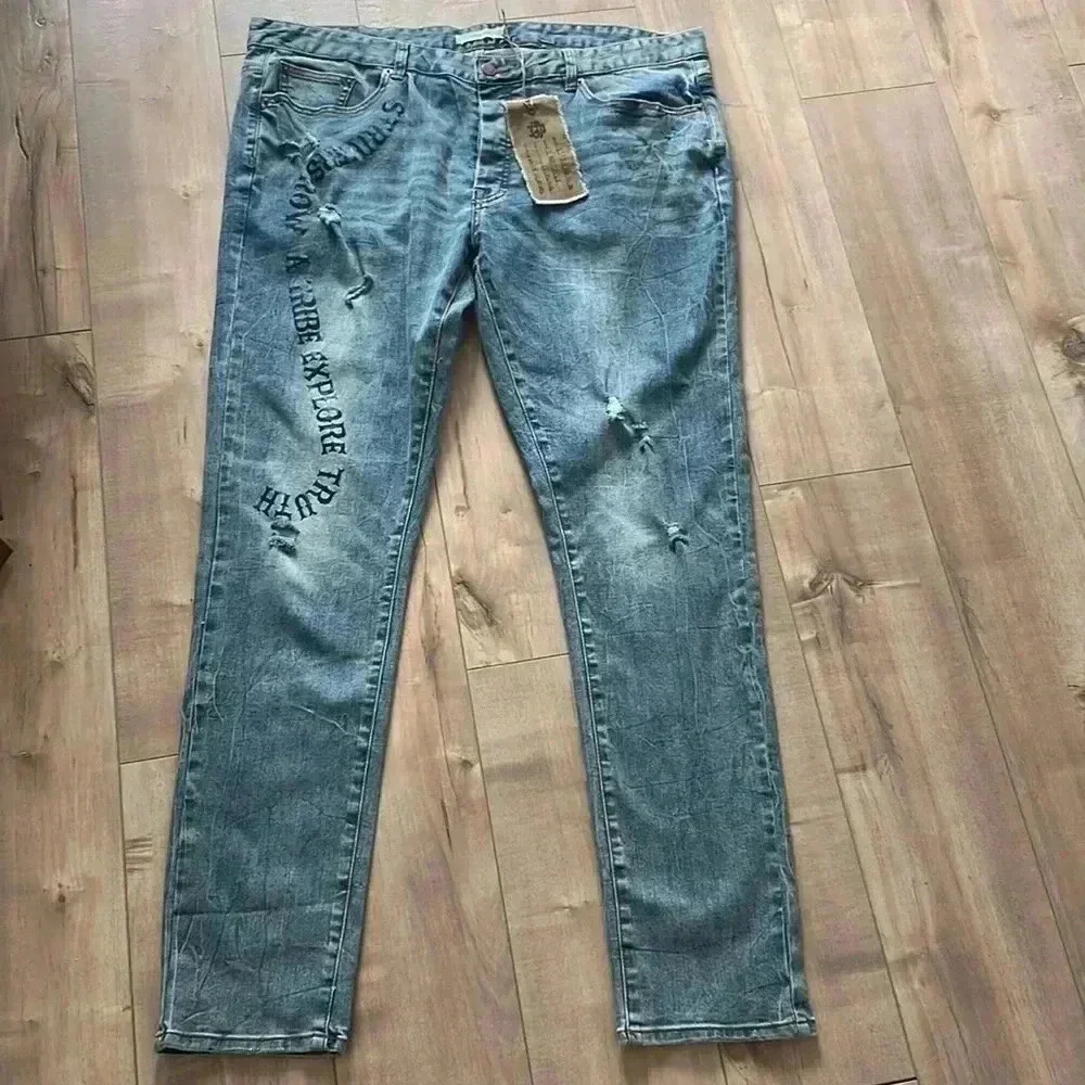 NWT STRIVERS ROW Sugar Maple Distressed Denim Jeans Sugar Maple Mens Sz 40